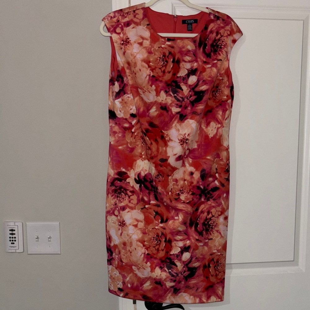 Chaps Red Floral Midi Dress